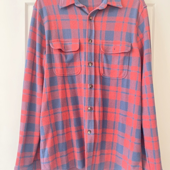Faherty Legend Sweater Shirt in Rose Blue Check M - Picture 2 of 5